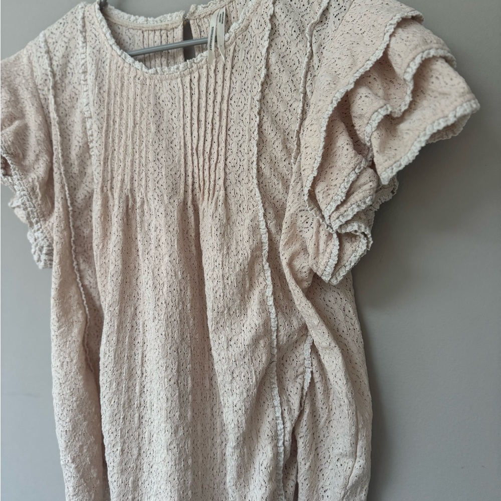 Anthropologie Ruffle Sleeved Cream Lace Blouse - Picture 11 of 13